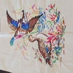 CROSS STITCH Duck Theme Complete 22"x 36"multi colors beautifully done Grandma c